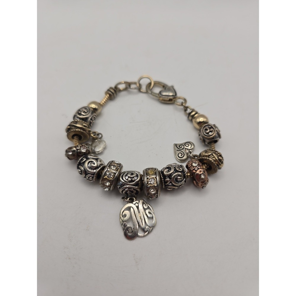 Letter M Monogram Initial Charm Bracelet